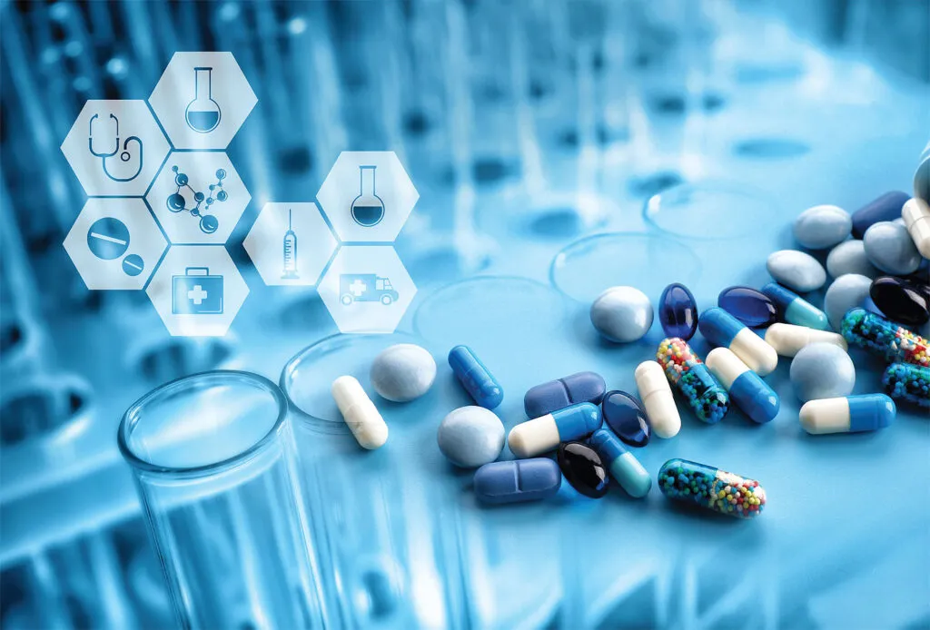 Pharmaceutical intermediates in a lab setting